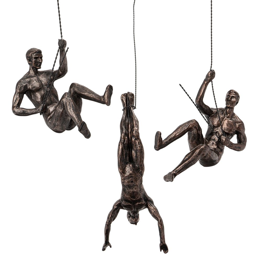 Set Of 3 Climbing Men Man Wall Art Decor Sculpture By Gute (set Of 3) -💐